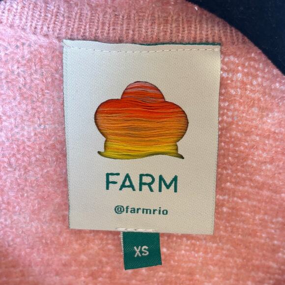 Farm Rio Women's XS Ruffle Knit Button Up Cardigan Sweater Pink Long Sleeve - Picture 3 of 4